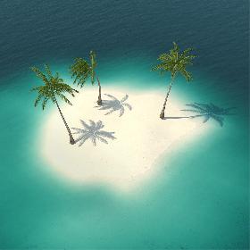 Small Island in Ocean with Palms 3D model